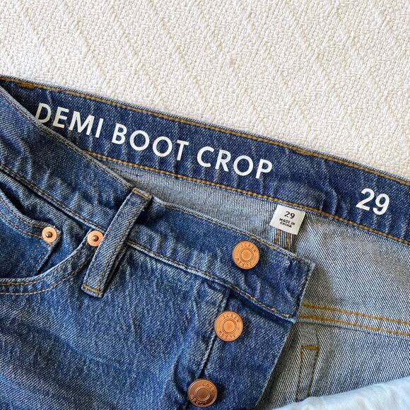 J.Crew 10" Billie Demi Boot Crop Jeans Button Fly Blue Denim Womens Size 29 - Picture 5 of 9